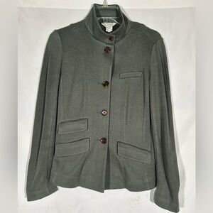 SUNDANCE ARMY OLIVE GREEN MANDARIN BLAZER WOOL STRETCH JACKET COAT WOMENS XS